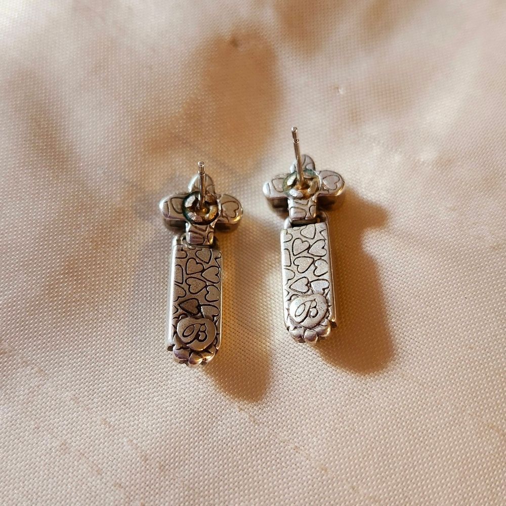 ❌️SOLD❌️BRIGHTON Vintage Gold and Silver Fleur-de-lis Drop Earrings - Picture 3 of 5